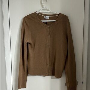 Aurelia Classic Crewneck Button Cardigan in Camel